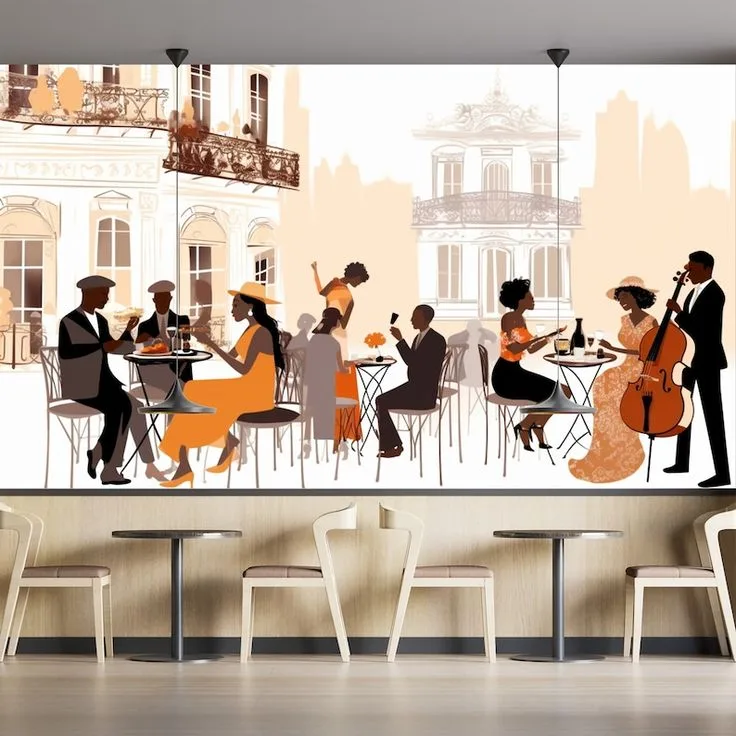Vintage Parisian Romance mural ideas for cafés & hotels