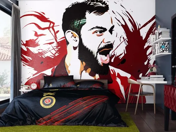 Virat Kohi wall art mural, MI vs KKR wall art.