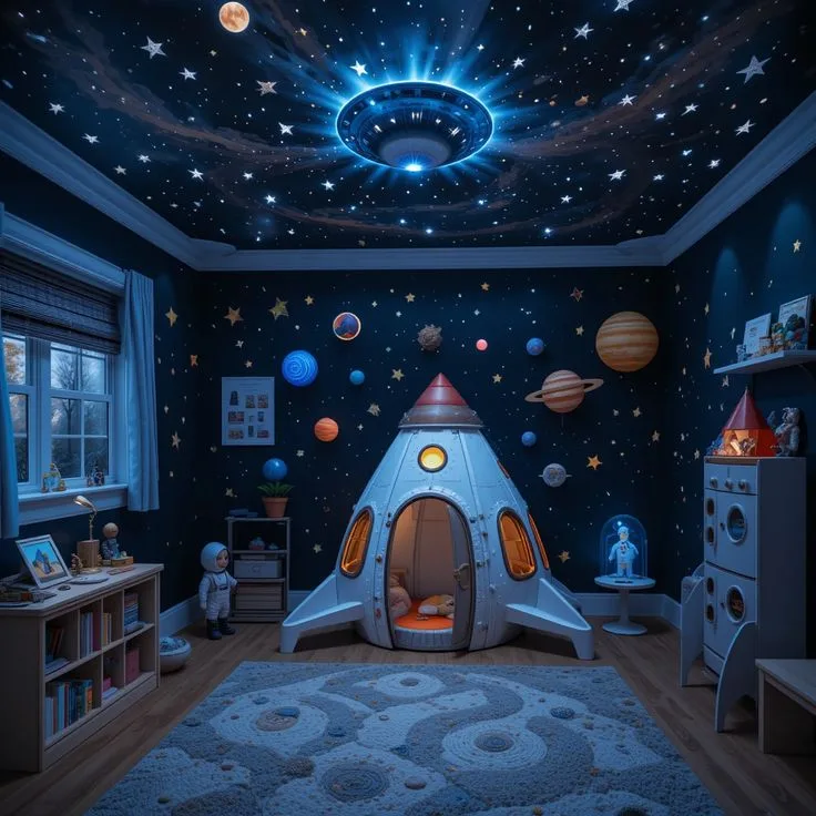 Wall Designs for Kids’ Room outer space