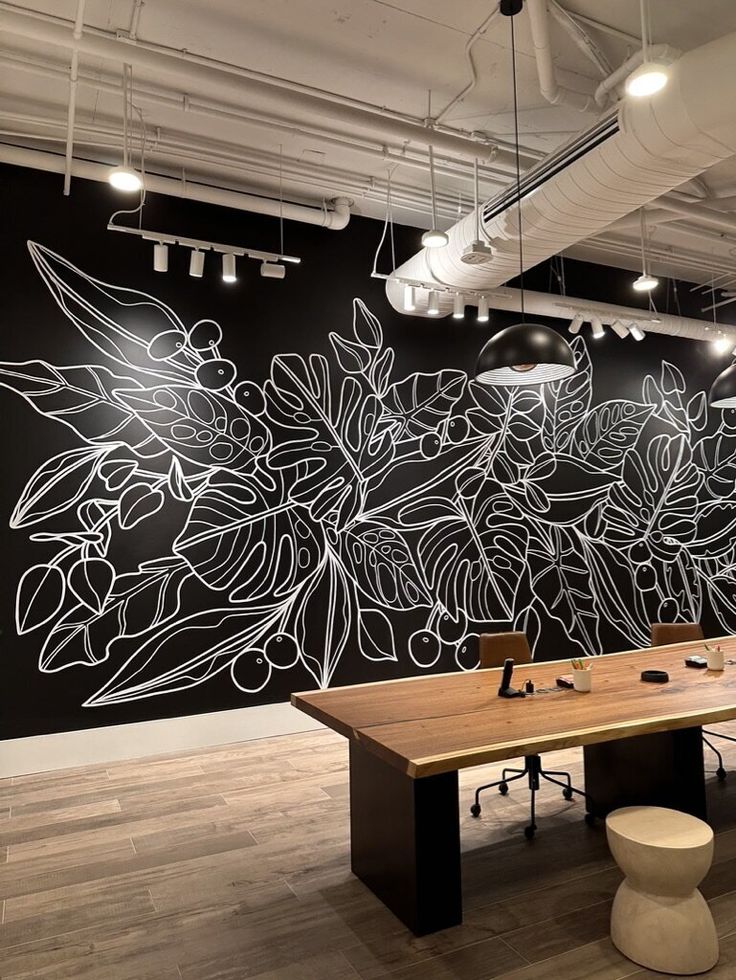 Line art for office accent wall